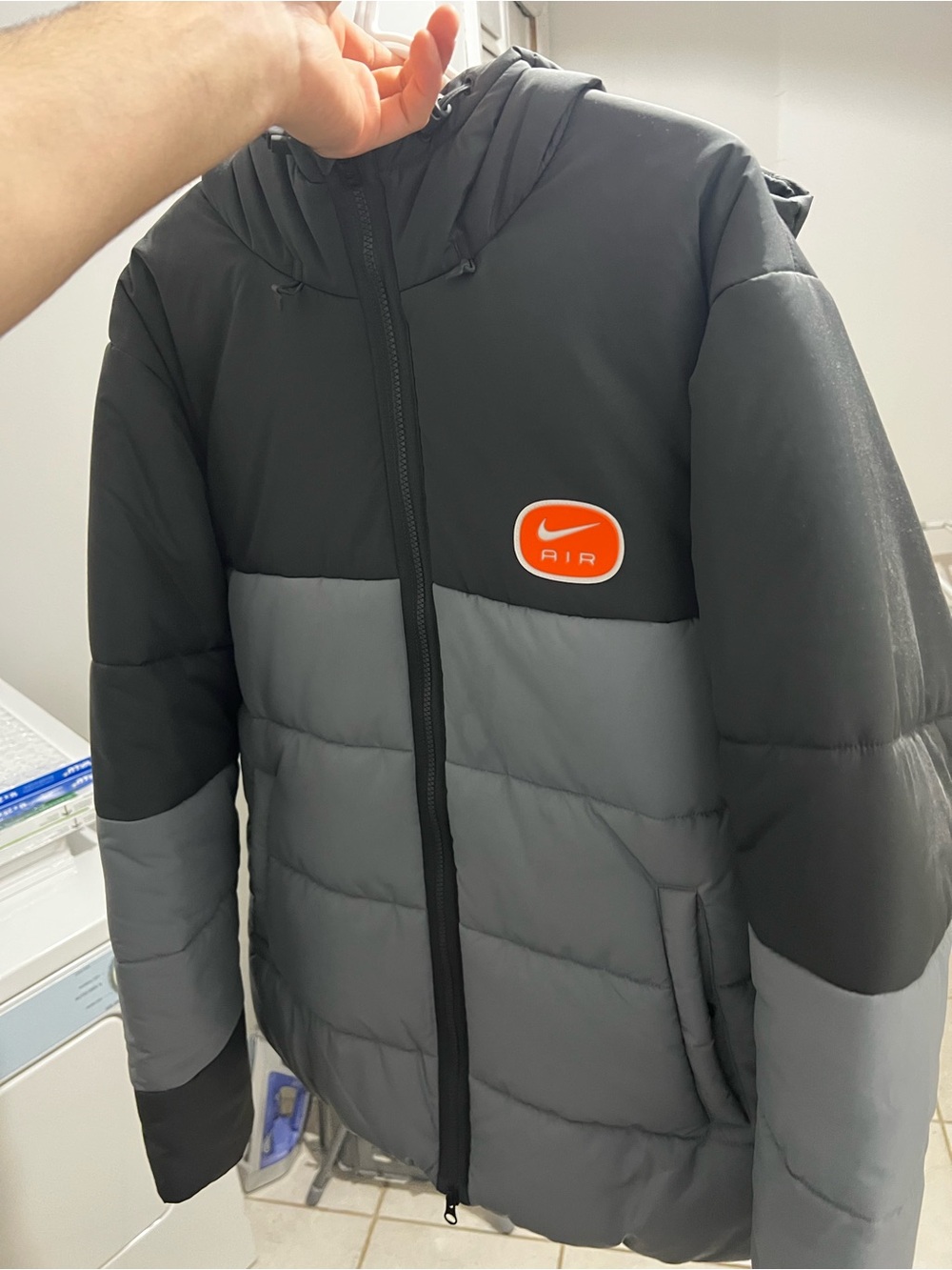 Nike Air Men’s Coal & Iron Grey Puffer Jacket with Hood